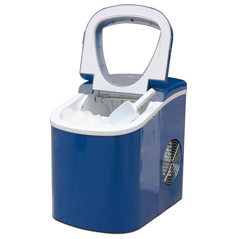 Ice Maker with 26 lbs. Capacity Countertop Stainless Steel Ice Maker with Transparent Window, Blue