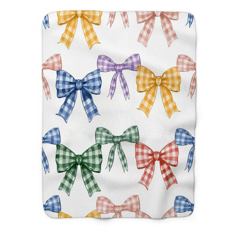 Colour Bow - couverture sherpa de qualité supérieure 1 pièce, L 60 po x L 80 po