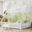 Adorable lit double pour enfants, structure en bois robuste avec design maison