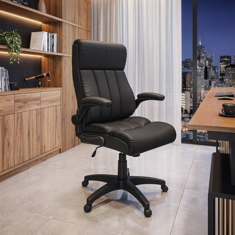 Baillie Medium Back Executive Office Chair with Flip-Up Arms, Black