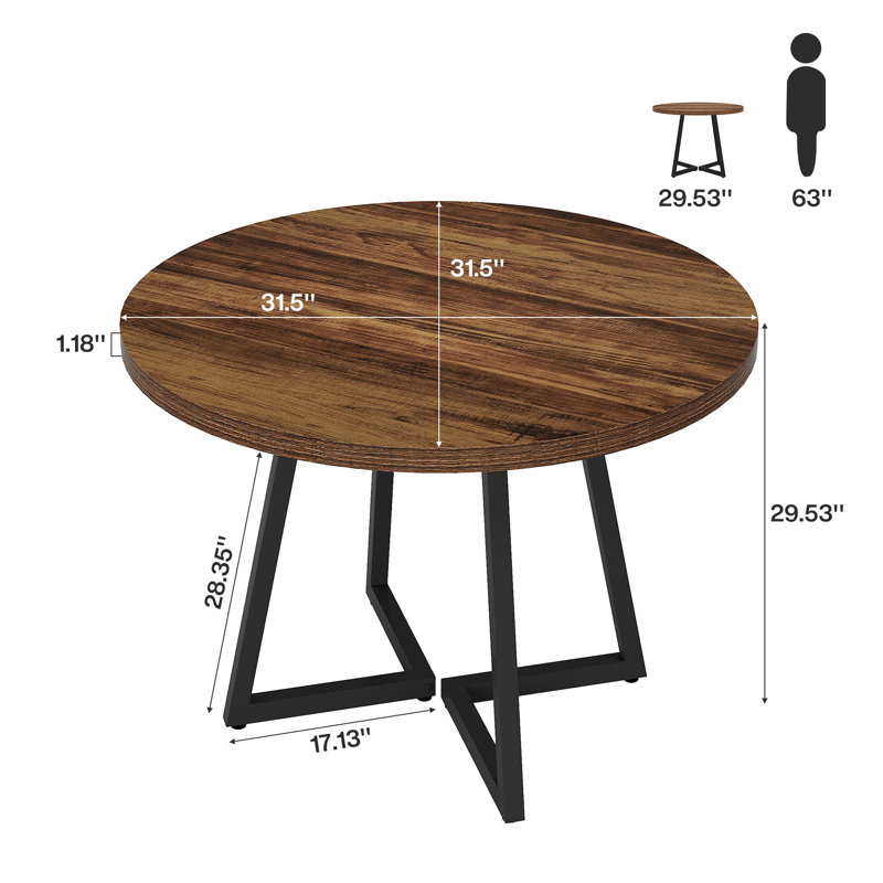Table de salle à manger 31,5 "pour 2 (ensemble de 4), Rustic Brown