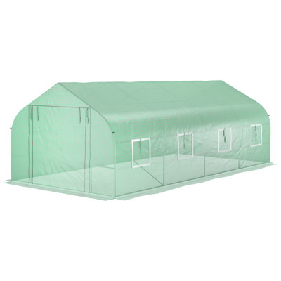 20' X 10' 7' Gardening Hot House, Steel Frame, Zippered Door, 8 Mesh Windows For Better Plant Care Greenhouse, Galvanized Windows, Door Optimal Growth
