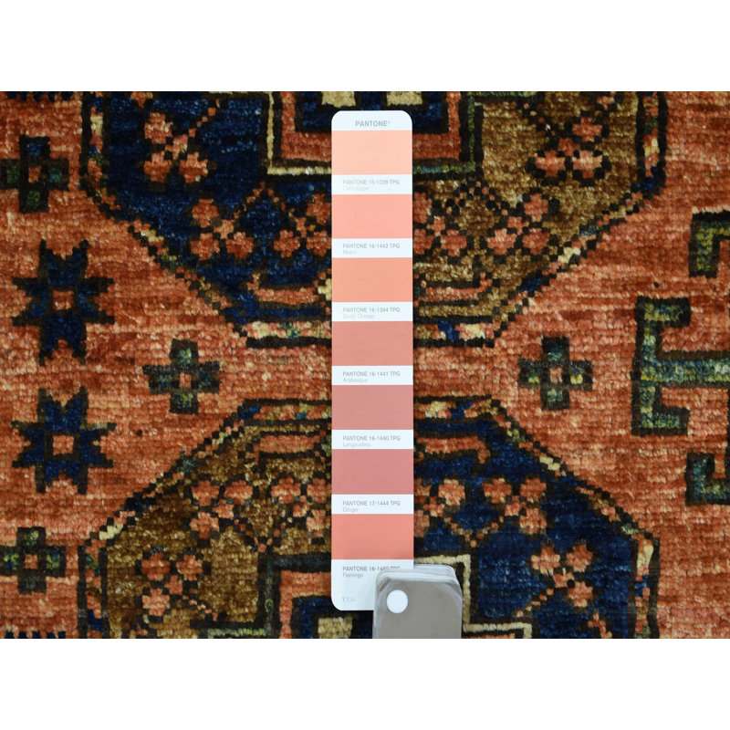 Tapis oriental rectangulaire en laine orange noué à la main 2 pi 1 po x 3 pi 0 po - MOA10270658