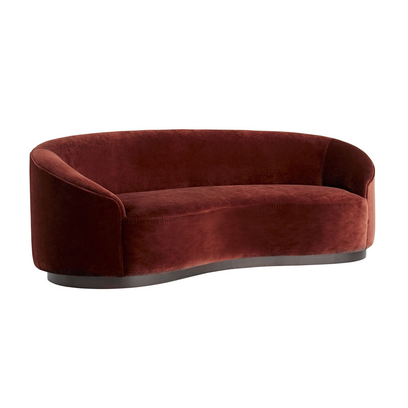 Turner Small Sofa Paprika Velvet, Red Velvet, Dark Walnut, 28"H x 84"W x 36"D
