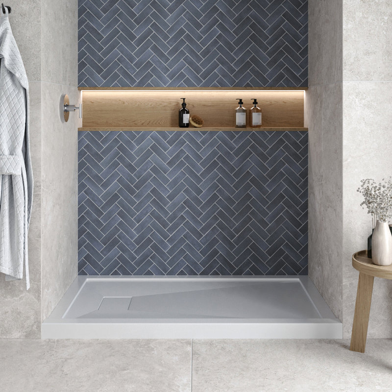 48 in. x 36 in. Alcove Acrylic Shower Base in Glossy White With Left Drain, Drain Included, Glossy White