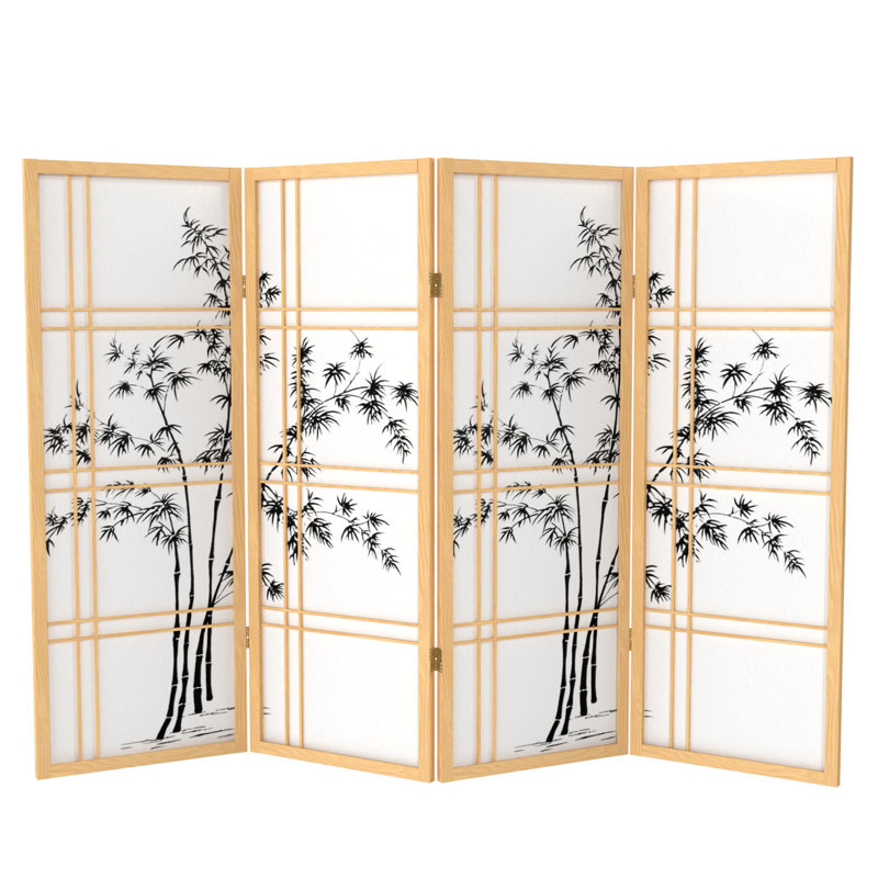 Paravent en bambou Keitez, Naturel, 4 panneaux
