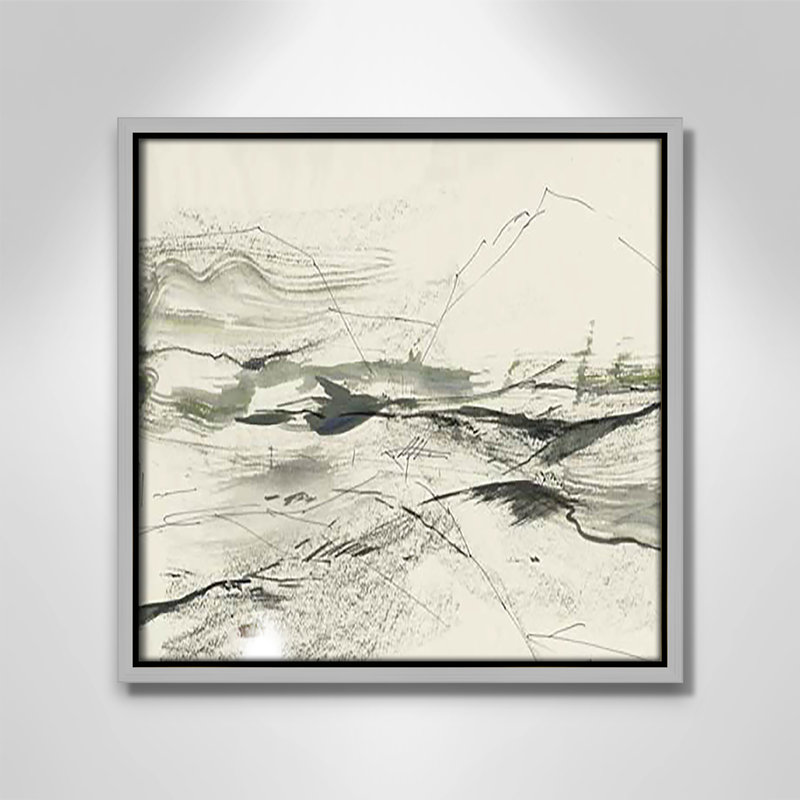 " Green Sketches " by PI Studio, H 13,5 po x l 13,5 po x P 2 po, Encadrement argenté