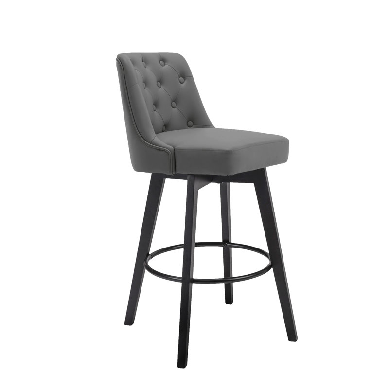 Tabouret de comptoir pivotant de 30 po avec pieds en bois, Gris foncé, 1, Tabouret de bar (siège d'une hauteur de 30 po)