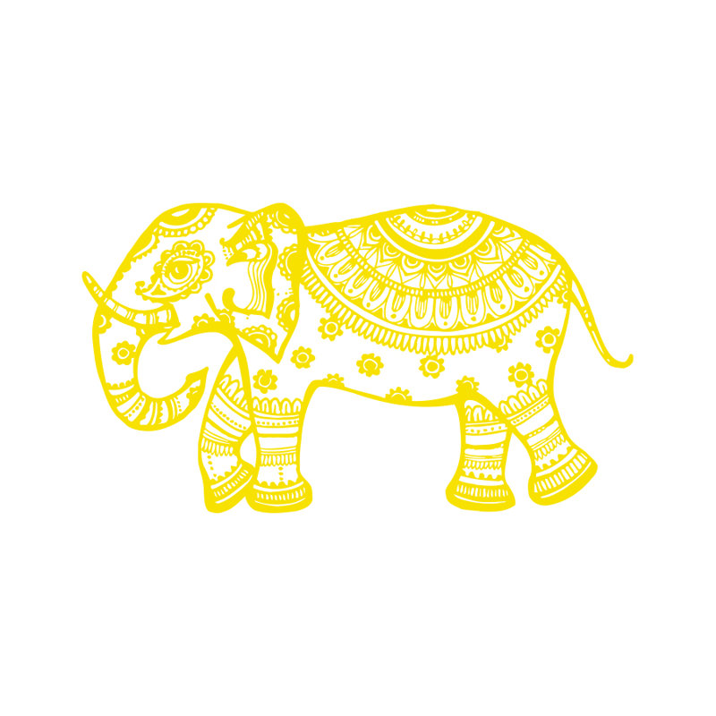 Décalcomanie murale murale éléphant, Jaune