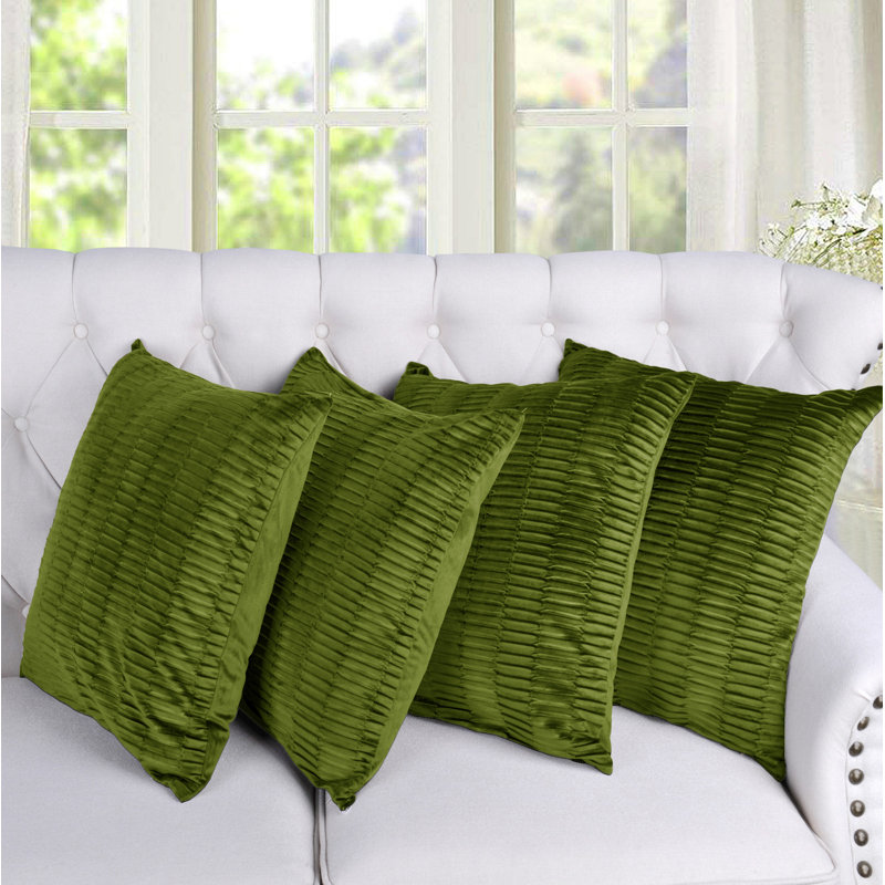 Velvet Pleated Throw Pillow Cover, Avocado