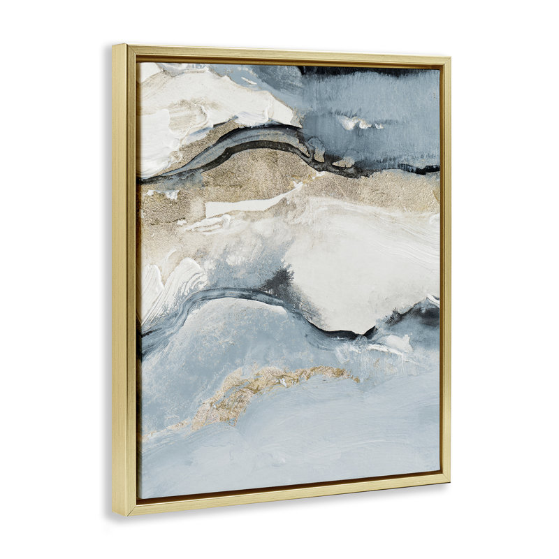 «Blue Organic Agate» par Lanie Loreth, H 31 po x l 25 po, Cadre flottant métallique doré