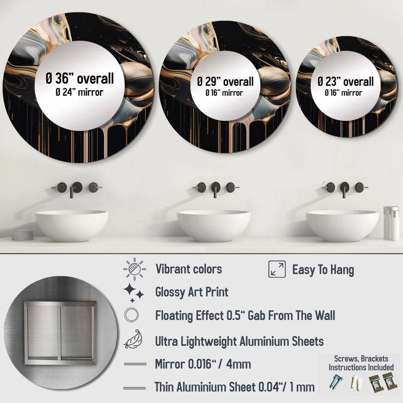 Miroir mural en marbre Petringelo, 29 po x 29 po