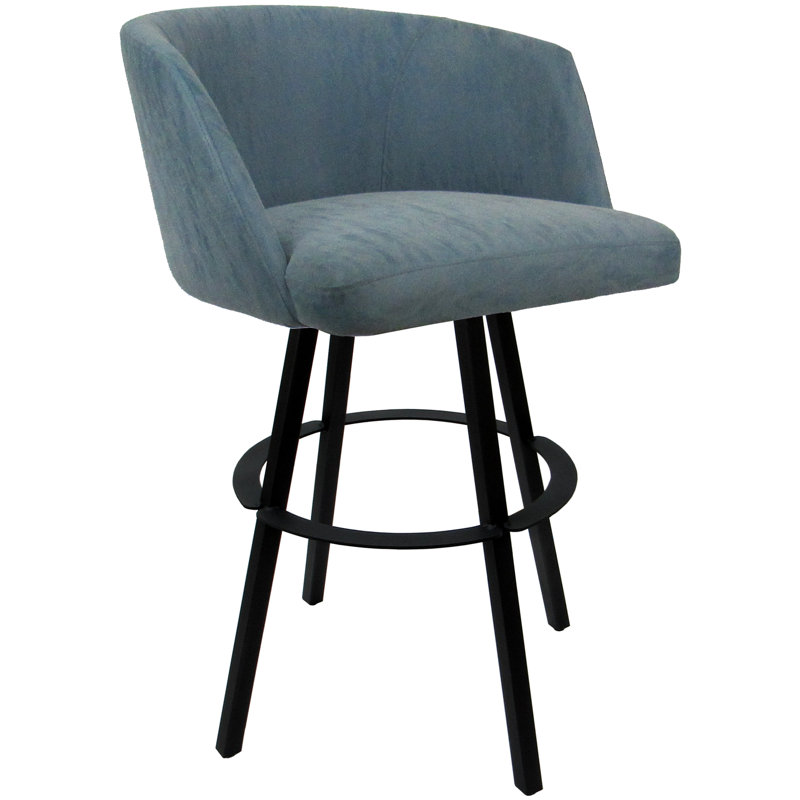 Tabouret de comptoir pivotant en métal Labawld sur base Warren, Bleu / noir