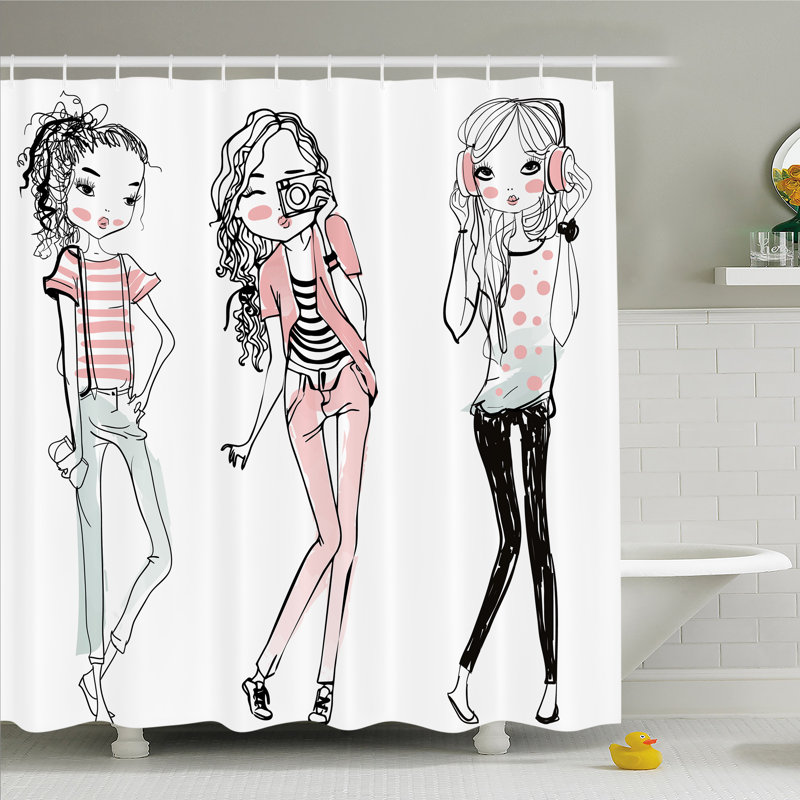 Ensemble de rideau de douche ellasyn, H 69 po x l 105 po