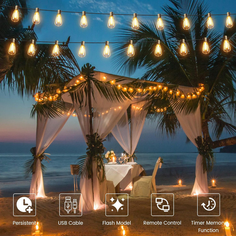60FT Solar Globe String Lights Outdoor, Shatterproof Solar Patio Lights with Remote