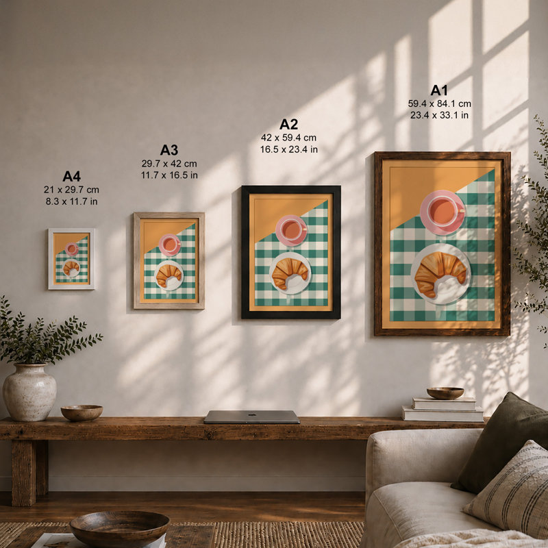 Breakfast at Leisure Minimalist - Framed Print, A1 - 84.1 x 59.4 cm, Unframed