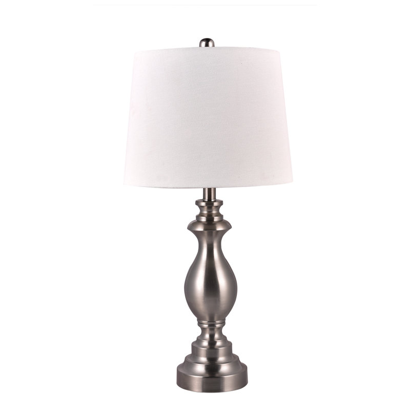 Lampe de table 27" Sandhurst, Acier brossé, Blanc