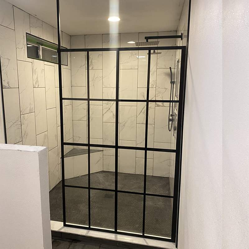 - W x 72'' H Slab Door Framed Shower Door with Silk Print, 34"