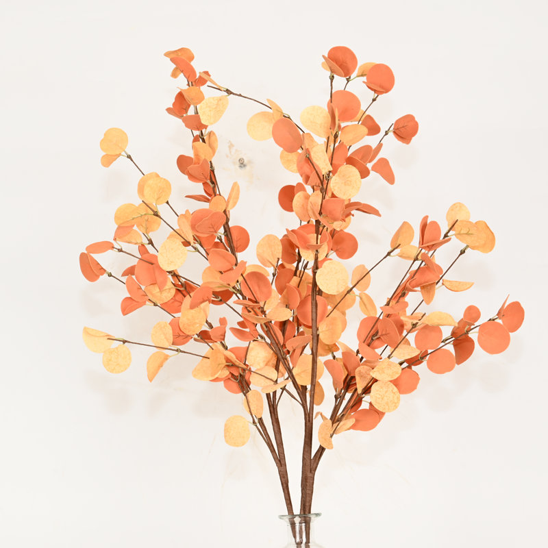 Artificial Farmhouse Floral Arrangement With Glass Fall Eucalyptus Foliage Sprays With Long Stems For Vase Filler Table Decoration