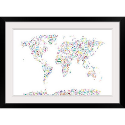 Francy, «Music Notes Map of the World» par Aniesha, impression