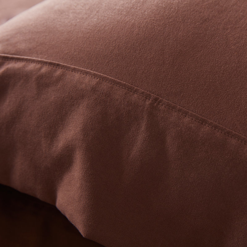 Microfiber Percale Sheet Set, King Sheet Set + Fitted Sheet + 2 Pillowcases, Nutmeg