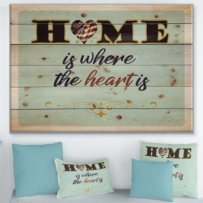 « home is where the cœur is », art textuel sur bois