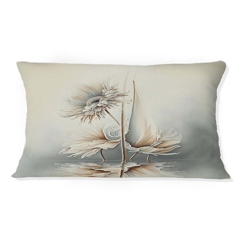 Coussin décoratif blanc Gerbera
