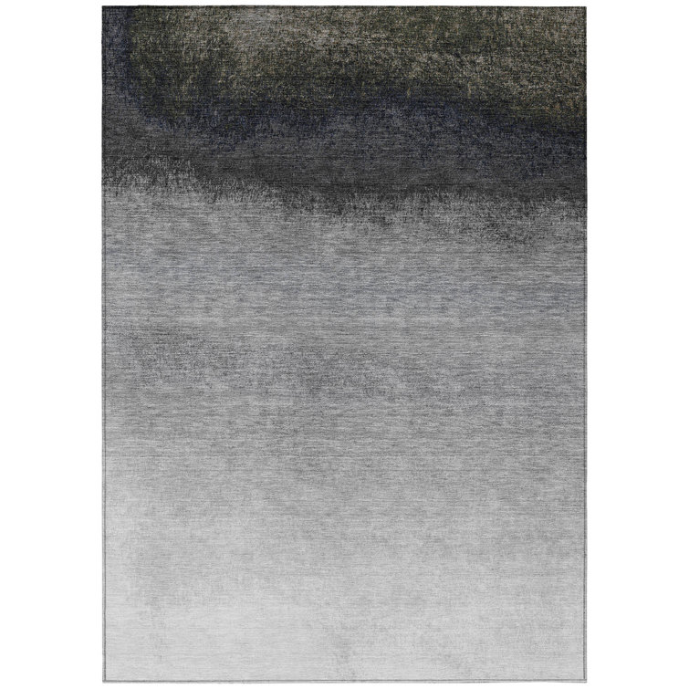 Machine Washable Indoor/Outdoor Xhevrie Silver Rug