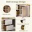 Bureau de direction électrique à hauteur réglable de 87 pouces, bureau de luxe blanc et grain de bois avec prise de courant multifonctionnelle et rangement, poste de travail à double usage pour la maison et le bureau-130148020