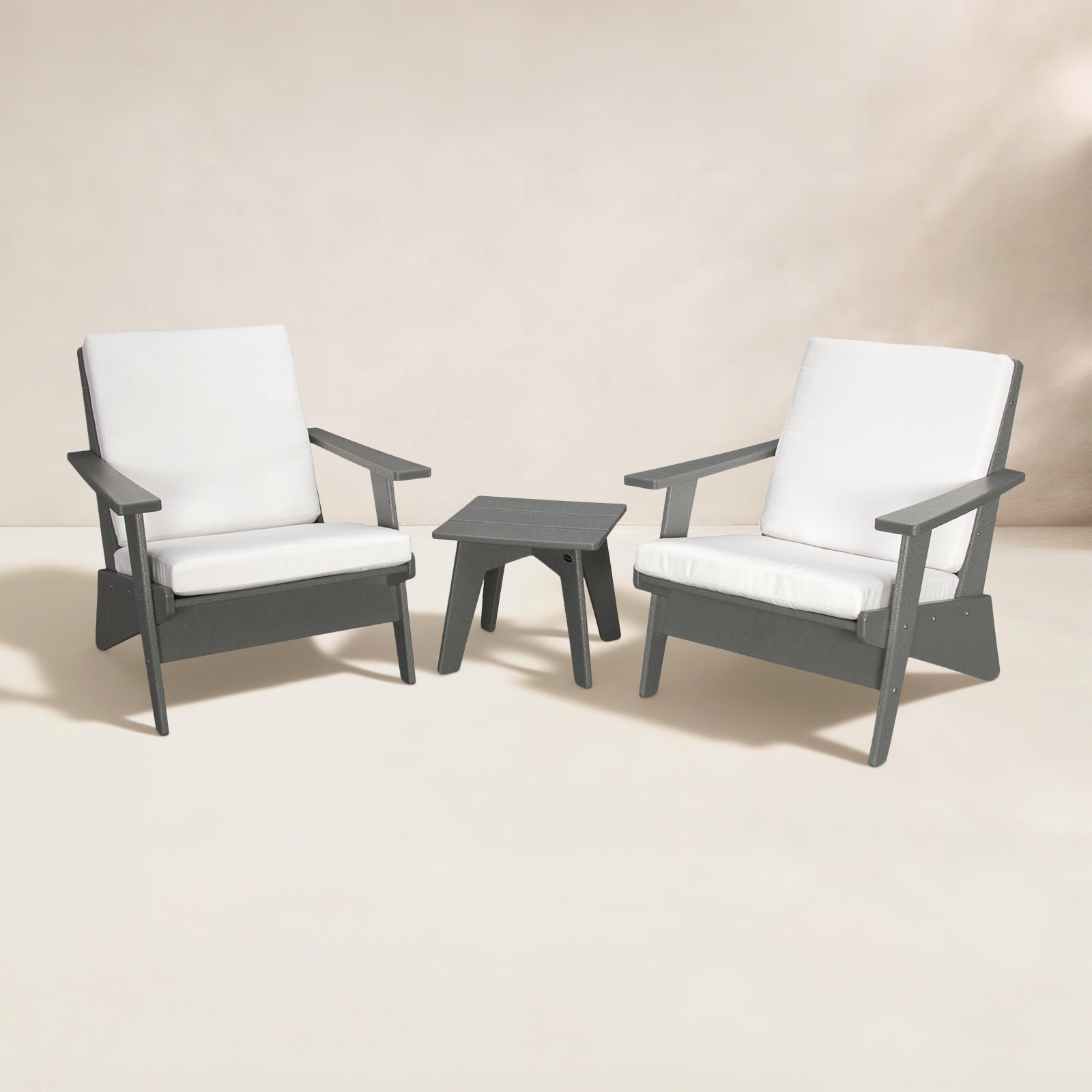 POLYWOOD® Riviera 2-Person Patio Seating Group, Natural, Slate Grey