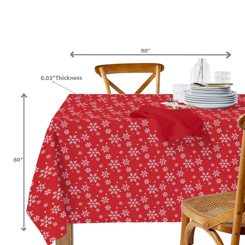 Cotton Table Cloth (Snowflakes), 90" L x 60" W