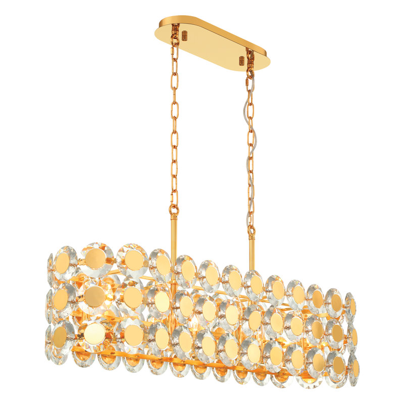 Lustre 8 lumières Perrene, Doré