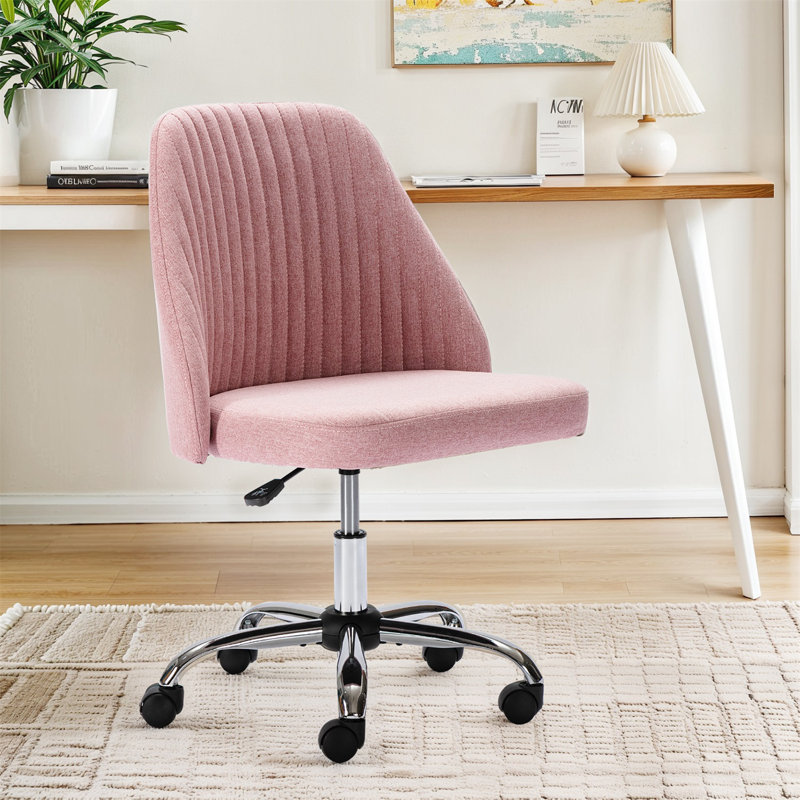 Home Office Desk Chair, Office Chairs Desk Chair Rolling Task Chair Computer Chair Adjustable With Wheels Armless For Bedroom, Vanity Chair For Makeup Room, Living Room