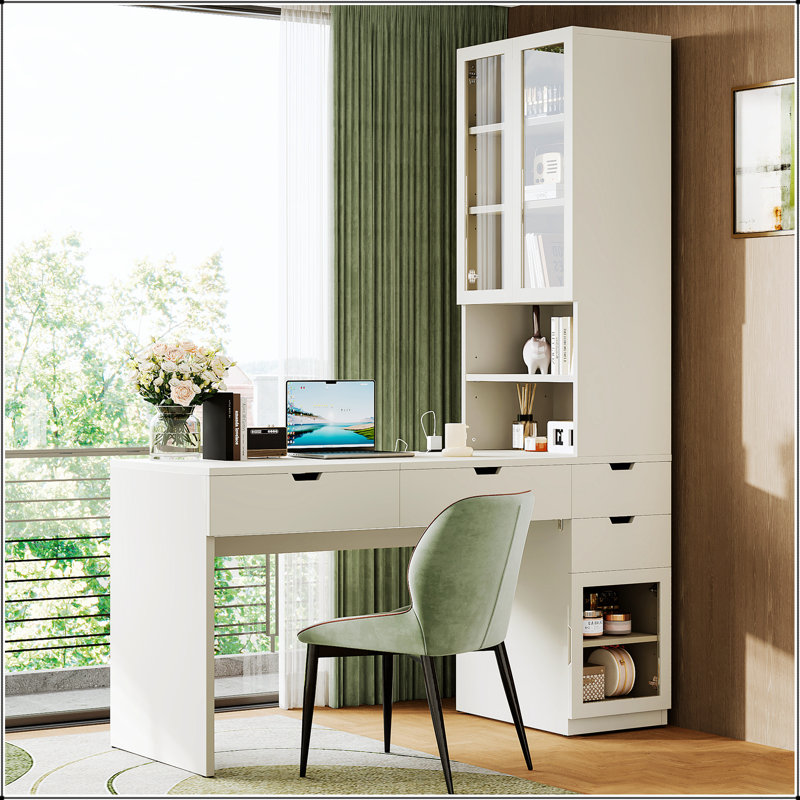 Meuble-lavabo polyvalent avec miroir, station de charge et grand espace de rangement pour la maison et le bureau