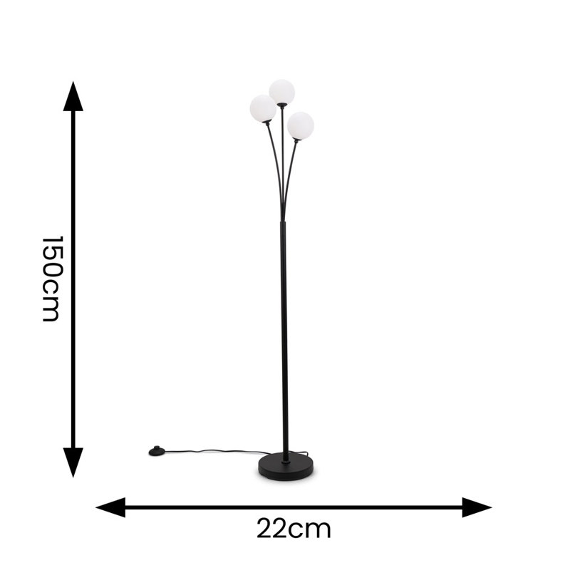 Raitcho 150cm Traditional Floor Lamp, Black