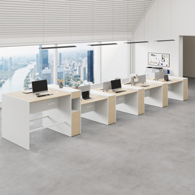 Okeysen Modular 10 Person Multi-Height Benching Workstation System With Storage & Outlets