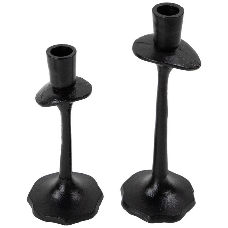 Taper Candle Holders With Scalloped Base - 9.5" - Set Of 2