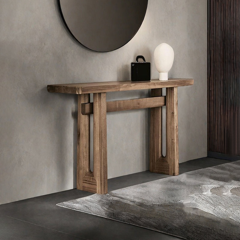 Console minimaliste en bois massif de style nordique, H 33,07 po x l 47,24 po x P 15,75 po, Brun