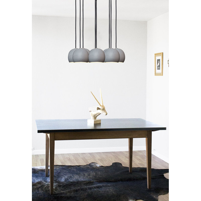 Lustre suspendu en argile et porcelaine, Noir, H 100 po