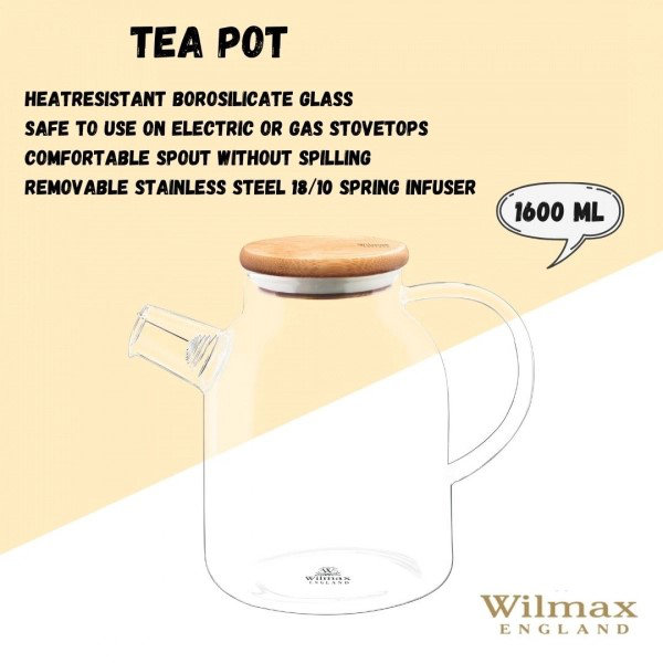 Thermoglass Wilmax 1600ml Thermo Glass Teapot