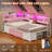 Twin Daybed with 6 Drawers LED Corner Bed with Bookcase & Charging Station Metal Platform Bed Frame for Bedroom, Guest Room, Pink-319210201-326821069