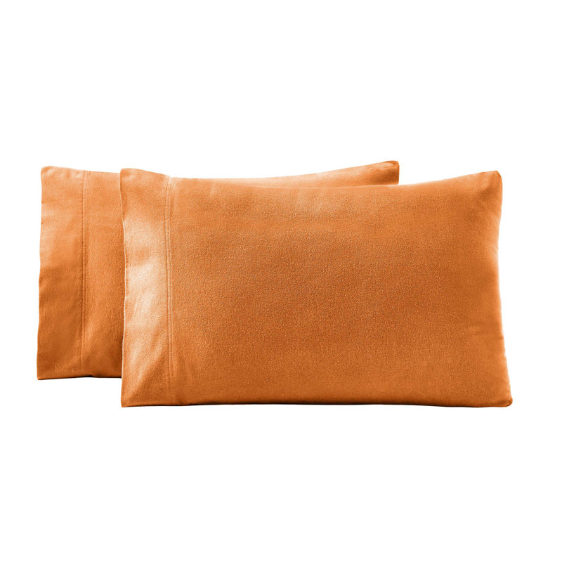 All-Season Breathable 100% Cotton Flannel Pillowcase Set, Pumpkin, Standard