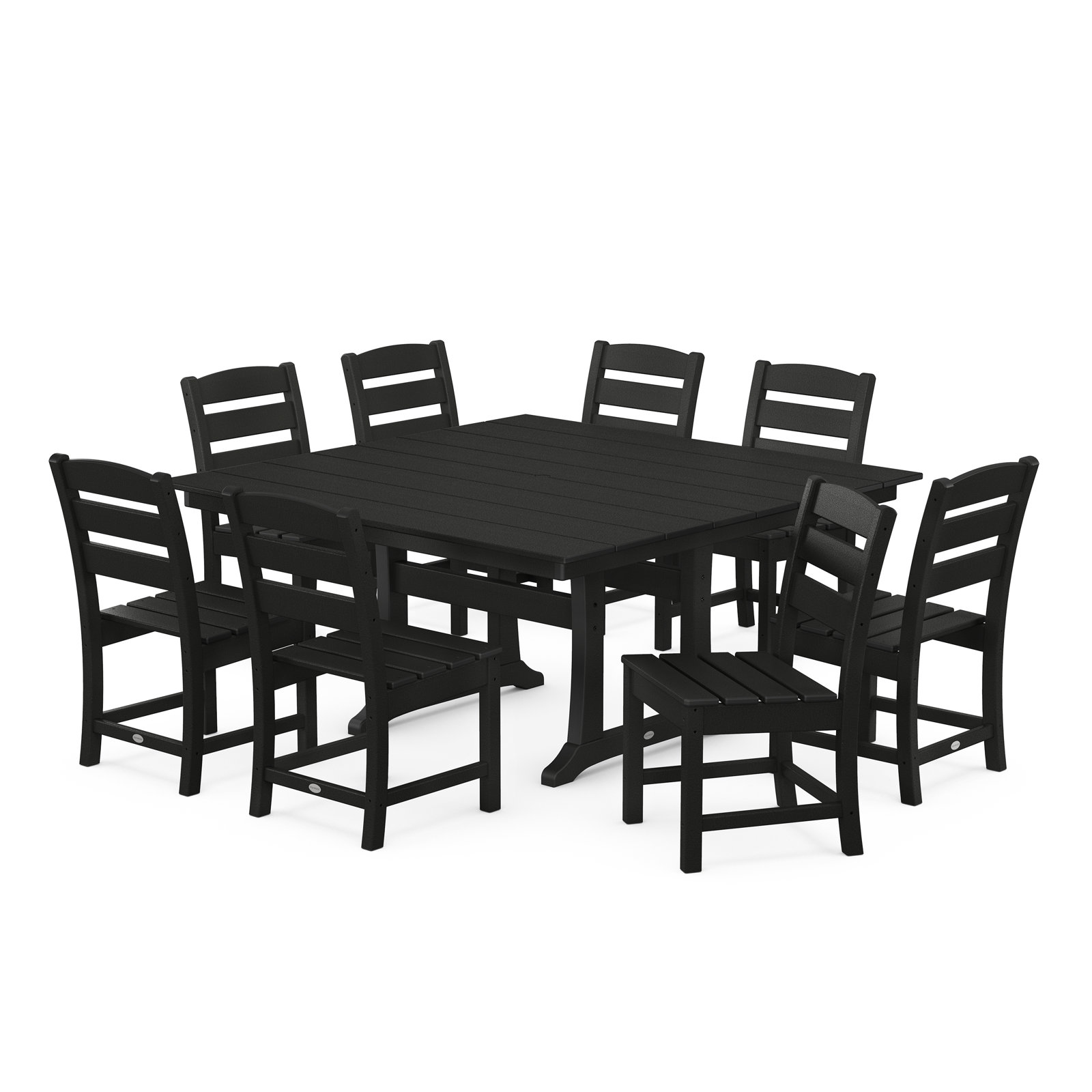 Lakeside 9-Piece Farmhouse Trestle Dining Set, Black