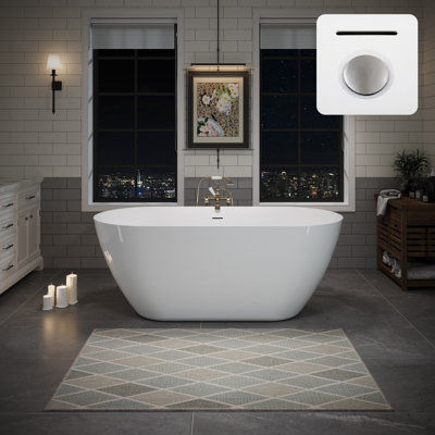 55" x 28" Freestanding Soaking Acrylic Bathtub