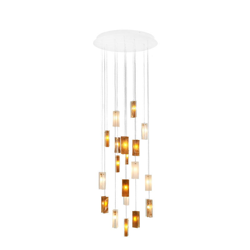 25 - Light Cluster Globe Pendant, White/Clear/Amber, 19