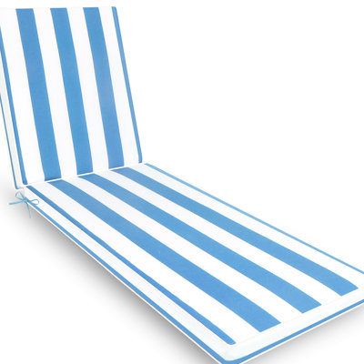 Coussin de remplacement pour chaise longue de patio 2 pièces - bleu / blanc, tissu et décoloration, housse à fermeture à glissière amovible pour un nettoyage facile, rembourrage en éponge haute résilience, matériau de support à sangle réglable supplémentaire, et
