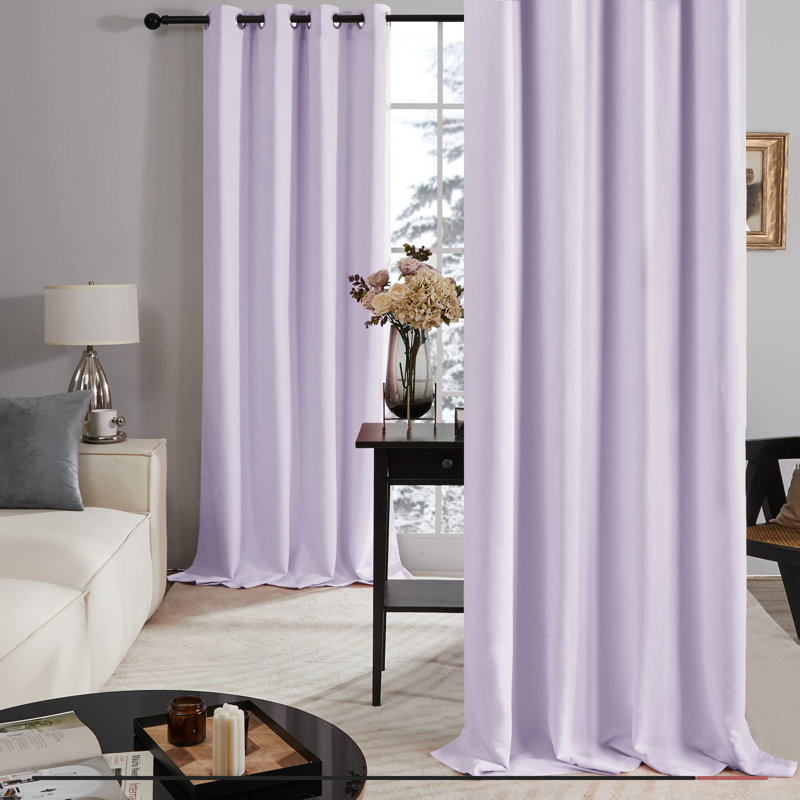 Lavender Faux Silk Blackout Grommet Curtain Panels, 52" x 45"