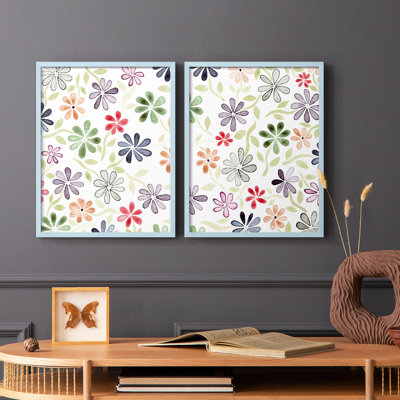 «Faded Flowers I», reproduction encadrée de qualité supérieure - prête à être accrochée - aucun clou requis - aucun clou requis