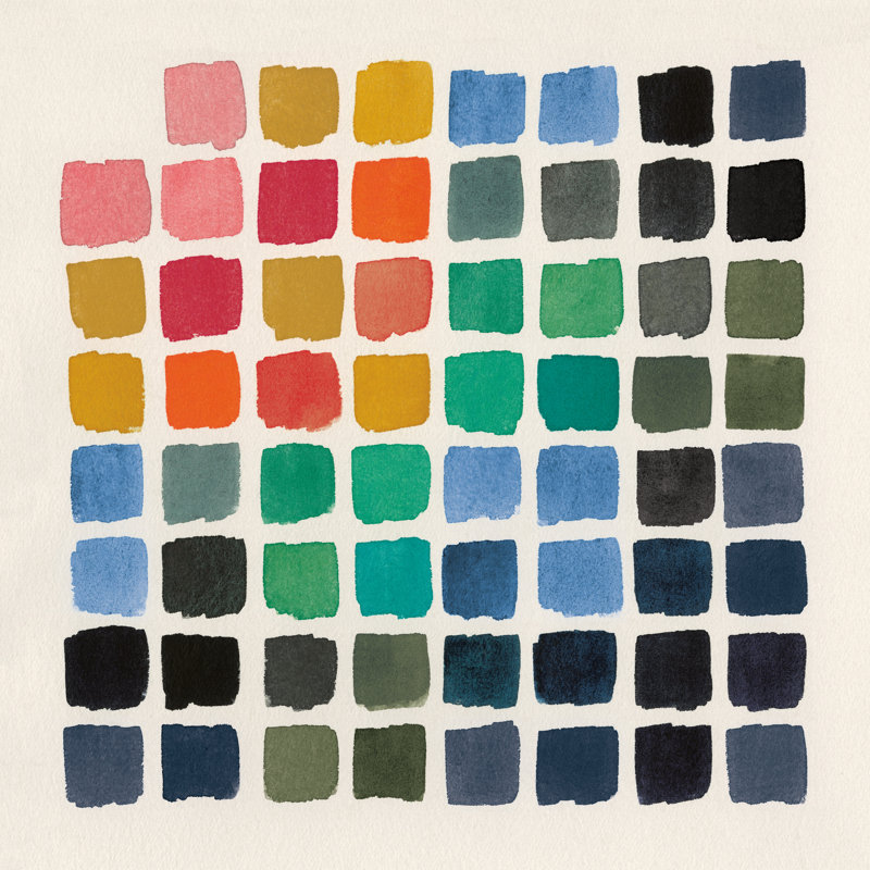 Tableau de couleurs rétro, H 12 po x l 12 po, Non, Cadre flottant blanc