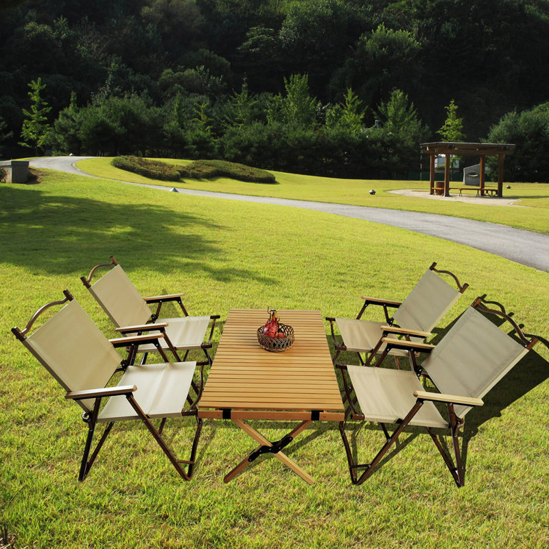 Imalda 4 - Person Solid Wood Solid Wood Top Three Leg Dining Set